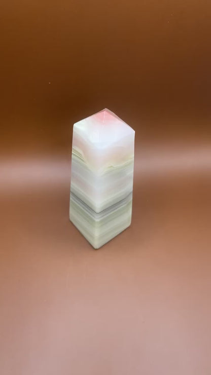 Pink Banded Onyx Tower no. 1